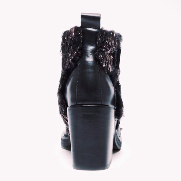 Kelsi Dagger Studded Metallic Faux Fur Ankle Black Leather Boot Women Sizes NWOB - Picture 5 of 14